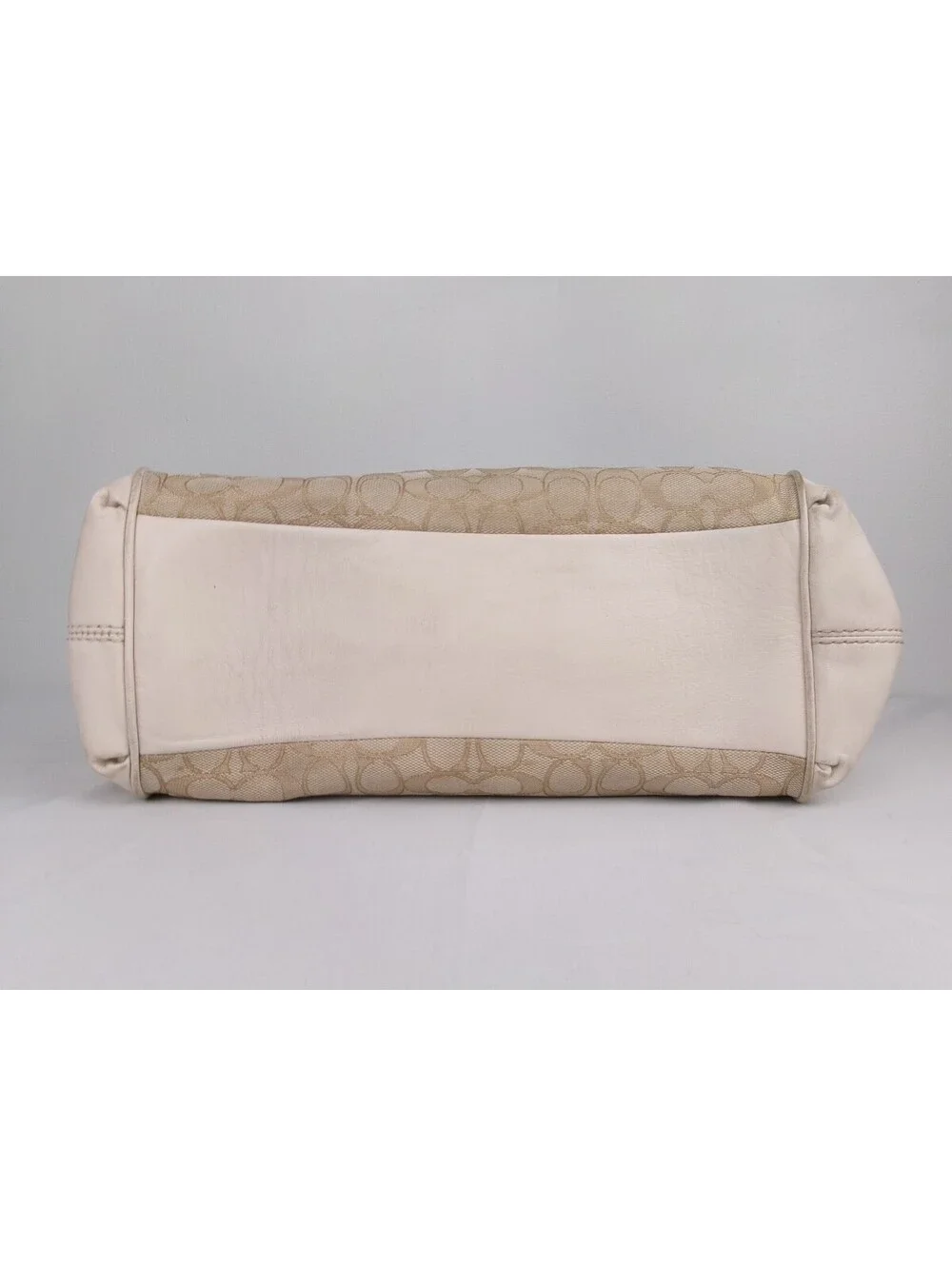 Coach F57612 Ivory Signature Canvas Leather Tote Shoulder Bag Hangtag